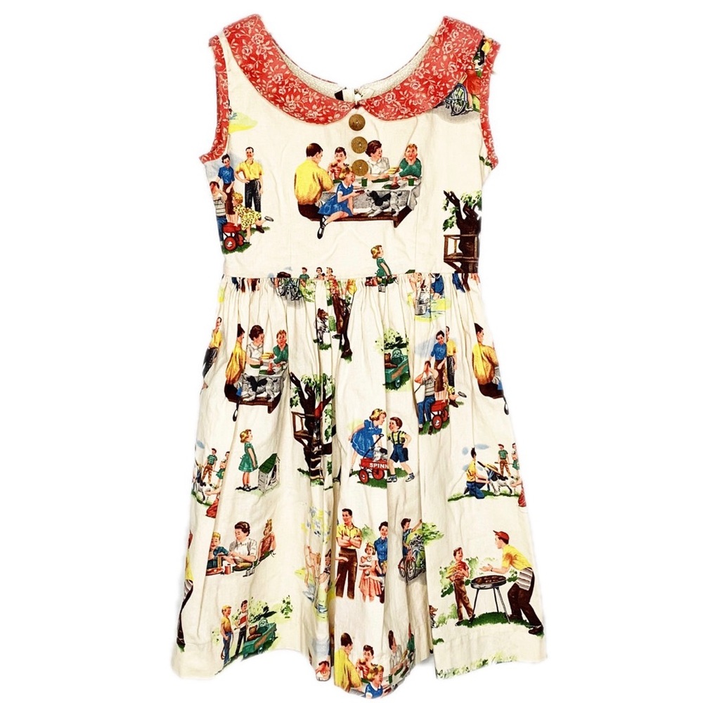 VINTAGE Handmade 1950s 1960s Schoolyard Dress 6